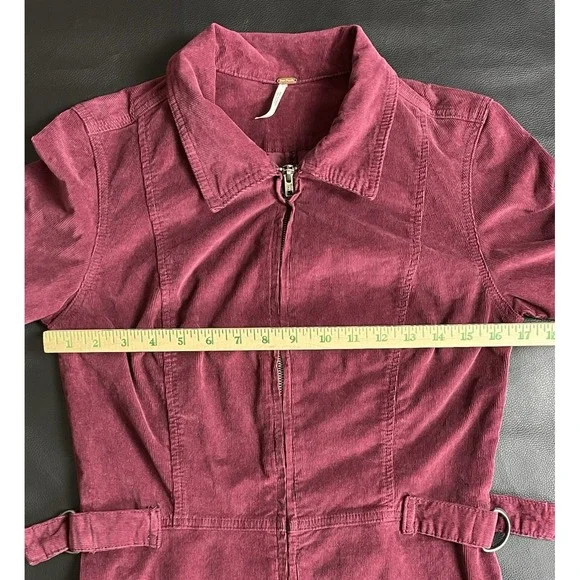 Free People Take Me Out Mulberry Corduroy Jumpsuit 6 Zip Front Utility Boho $148 - Picture 5 of 13